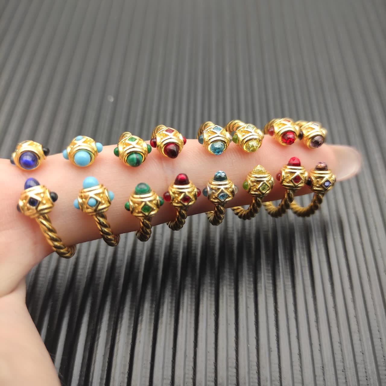 David Yurman Gold-Tone Open Ring with Gemstone Accents